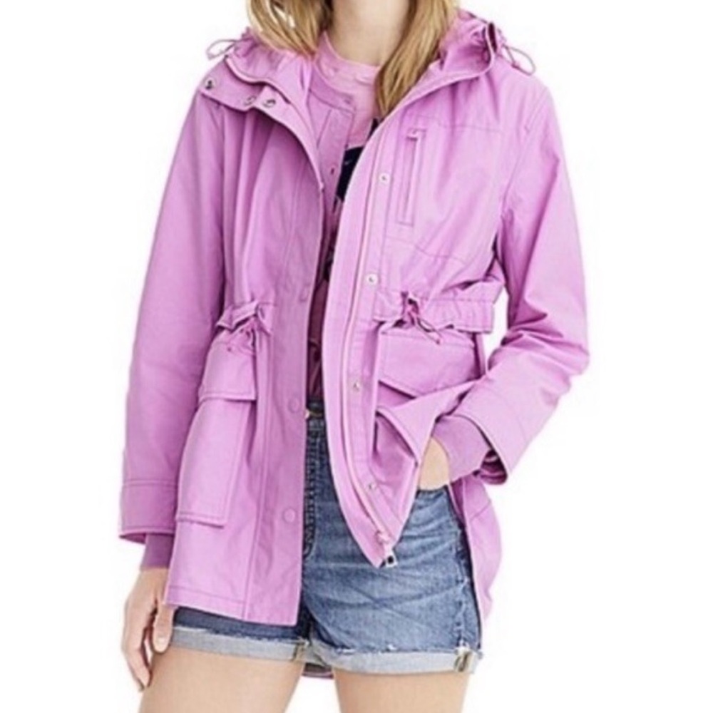 J. Crew perfect jacket Purple Utility Hooded Drawstring Waist size small anorak